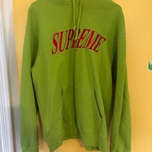 Supreme Lime Green Hoodie with Red Logo